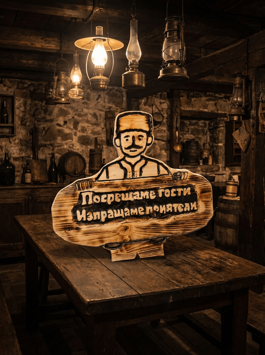 ТАБЕЛКА С ЧОВЕЧЕ (ВАШ ТЕКСТ)