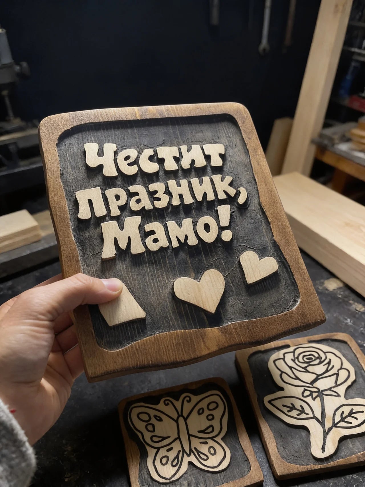 Дървена табелка с послание